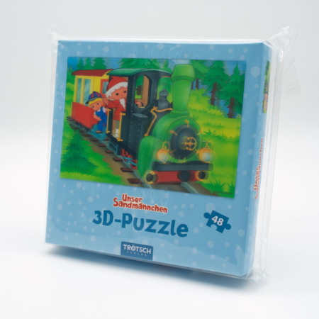 3D Puzzle Motiv Sandmännchen mit Dampflok